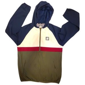 Adidas BB Packable Wind Jacket - Collegiate Navy/White/olive green.
